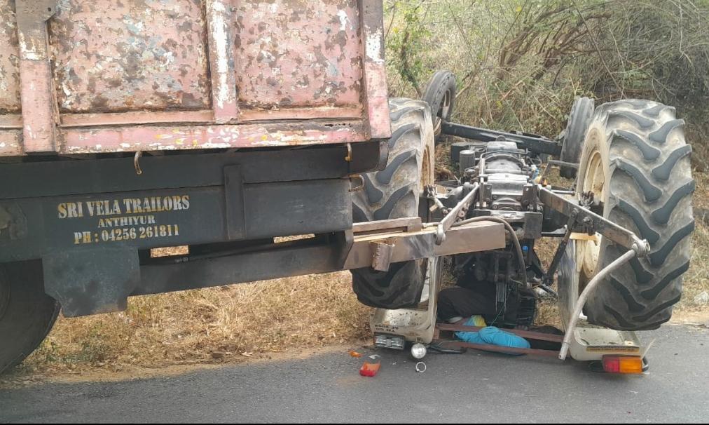 கடம்பூர் மலைப்பகுதியில் டிராக்டர் கவிழ்ந்து வாலிபர் பலி