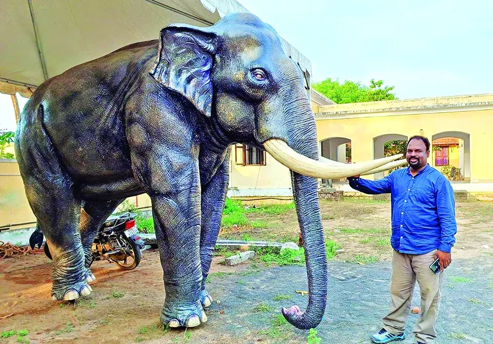 250 கிலோ எடையில் பிரமாண்ட யானை சிலை- புதுவையில் தயாராகி ஆந்திர நகர வனத்திற்கு செல்கிறது