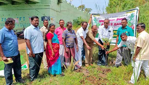 தாமிரபரணி பிறந்தநாள் விழா; மரக்கன்றுகள் நட்டு உறுதிமொழி