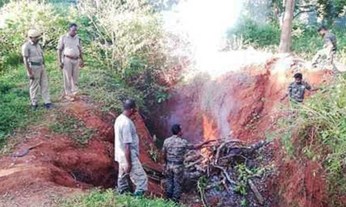 முதுமலை அருகே யானைகள் நுழைவதை தடுக்க அகழியில் தீ மூட்டிய வனத்துறையினர்