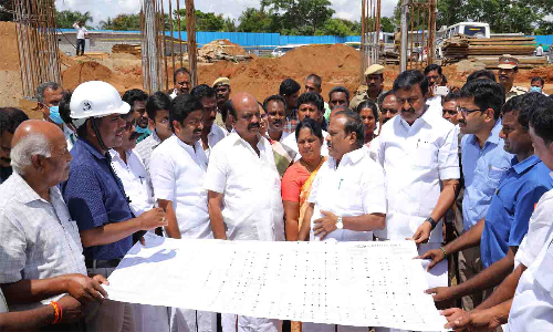 திருப்பூரில் இ.எஸ்.ஐ. மருத்துவமனை கட்டுமான பணிகளை அமைச்சர்கள் ஆய்வு