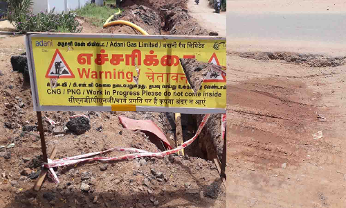 குடிநீர்-கியாஸ் குழாய் பதிக்கும் பணிக்காக தோண்டப்பட்ட குழிகளால்  விபத்து அபாயம்