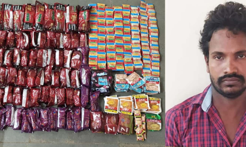 ஆலங்குடி அருகே 6.5 கிலோ  புகையிலை பொருட்கள் பறிமுதல்-3 பேர் கைது