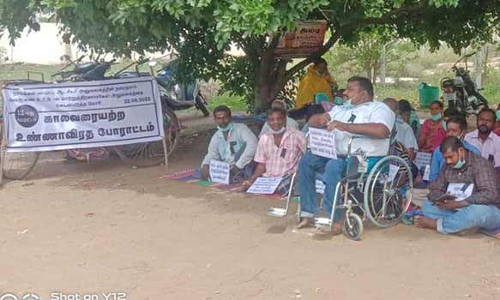 மாற்றுத்திறனாளிகள் காலவரையற்ற உண்ணாவிரத போராட்டம்