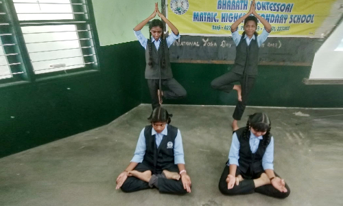இலஞ்சி பாரத் பள்ளியில் யோகா தினம் கொண்டாட்டம்