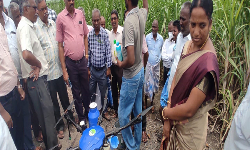 கள்ளக்குறிச்சி அருகே டிரோன் மூலம் நானோ   யூரியா தெளிப்பு