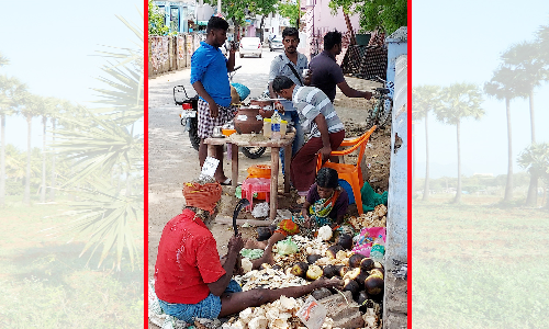 உடன்குடி பகுதியில் கம்பங்கூழ், நுங்கு விற்பனை தீவிரம்