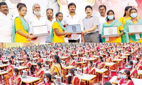 கருணாநிதி பிறந்த நாளையொட்டி 309 மாணவர்களுக்கு மடிக்கணினி- உதயநிதி ஸ்டாலின் வழங்கினார்