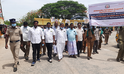 விக்கிரவாண்டி பேரூராட்சியில் பிளாஸ்டிக் ஒழிப்பு விழிப்புணர்வு பேரணி