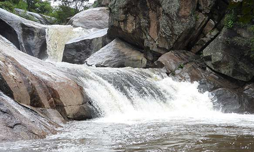 யானை கஜம் அருவியில் ஆர்ப்பரித்து கொட்டும் தண்ணீர்