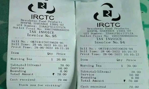 சதாப்தி ரெயிலில் ஒரு கப் டீ 70 ரூபாய்... சமூக வலைத்தளங்களில் வைரலாகும் ஐஆர்சிடிசி பில்