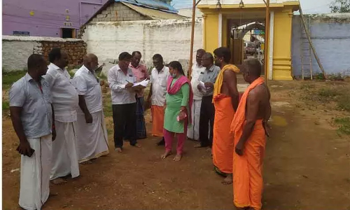 பட்டிவீரன்பட்டி வரதராஜ பெருமாள் கோவில் கும்பாபிஷேக பணி