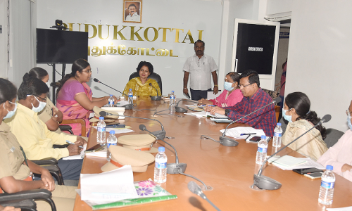 புதுக்கோட்டை அரசு அலுவலகங்களில் மரம் நடுதல், அகற்றுதல் தொடர்பான பசுமைக்குழு கூட்டம்