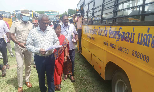 ராணிப்பேட்டை மாவட்டத்தில் தனியார் பள்ளி வாகனங்கள் ஆய்வு