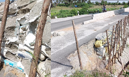 சோளிங்கரில் சரிந்த நெடுஞ்சாலையை சீரமைக்க வேண்டும்