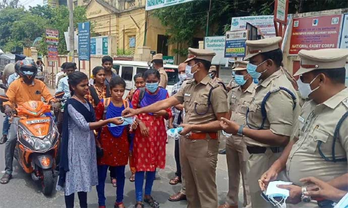 கொரோனா தொற்றை கட்டுபடுத்த காவல் கண்காணிப்பாளர் சுதாகர் விழிப்புணர்வு