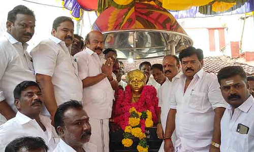 பரிதிமாற் கலைஞர் சிலைக்கு கலெக்டர்-எம்.எல்.ஏ. மரியாதை