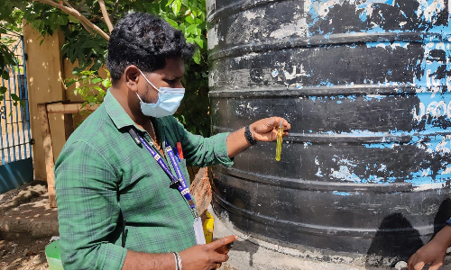 காலரா போன்ற நோய் தொற்று பரவாமல் தடுக்க தண்ணீர் தொட்டிகள் ஆய்வு