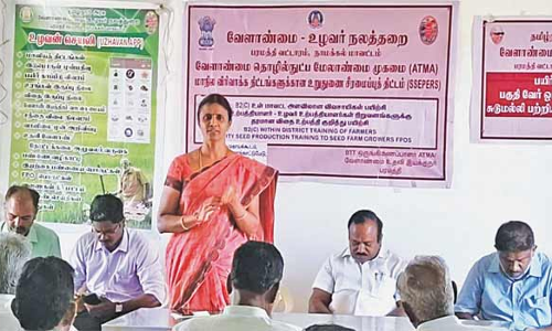 விவசாயிகளுக்கு தரமான விதை உற்பத்தி குறித்த பயிற்சி