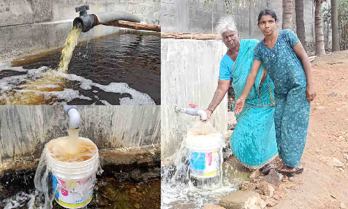 ஆழ்துளை கிணற்றில் மஞ்சள் நிற தண்ணீர் - மாசு கட்டுப்பாட்டு வாரிய அதிகாரிகள் அதிரடி ஆய்வு