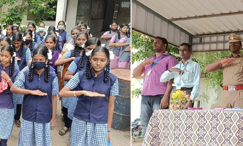 போதை ஒழிப்பை வலியுறுத்தி மாணவிகள் விழிப்புணர்வு உறுதிமொழி