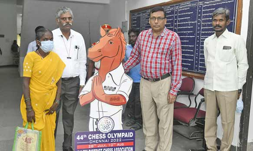 செஸ் ஒலிம்பியாட் போட்டி லோகோ பொதுமக்கள் பார்வைக்கு வைப்பு