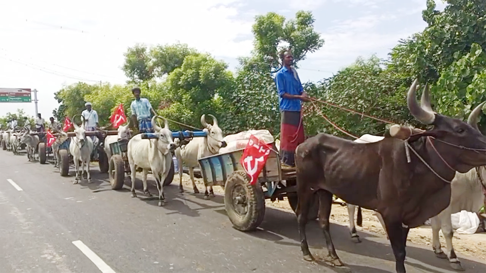 மாட்டு வண்டி தொழிலாளர்கள் கோட்டாட்சியர் அலுவலகத்தை முற்றுகையிட்டு போராட்டம் மாட்டு வண்டி தொழிலாளர்கள் கோட்டாட்சியர் அலுவலகத்தை முற்றுகையிட்டு போராட்டம்