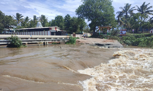 நொய்யல் ஆற்று வெள்ளத்தில் அடித்து செல்லப்பட்ட தரைப்பாலம்