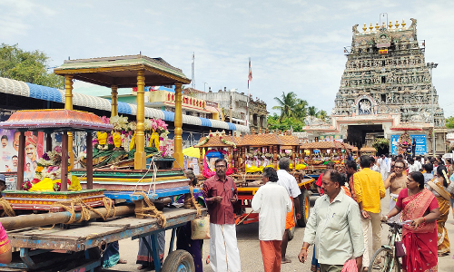 கடலூர் பாடலீஸ்வரர் கோவிலில் 63 நாயன்மார்களுடன் சாமி வீதி உலா