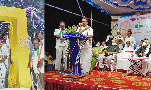 அரியலூரில் மகாத்மா காந்தி சிலை திறப்பு-கே.எஸ்.அழகிரி பங்கேற்பு