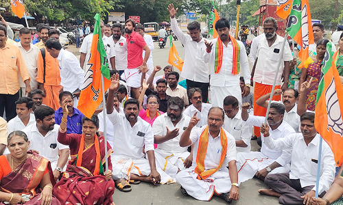 கடலூரில் பா.ஜ.க.வினர் திடீர் சாலை மறியல்