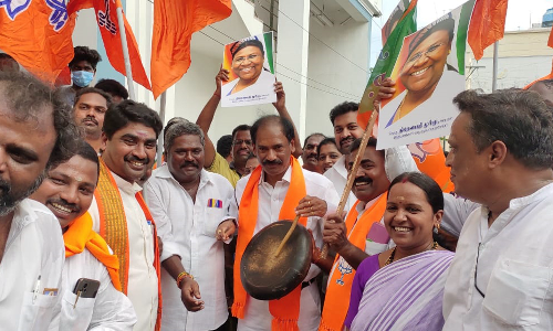 பா.ஜ.க.வினர் இனிப்பு வழங்கி கொண்டாட்டம்