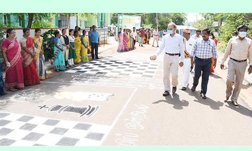 சதுரங்க விழிப்புணர்வு ரங்கோலி கோலம்