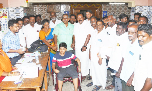 இலவச முடநீக்கு உபகரணங்கள் பெற பதிவு முகாம்