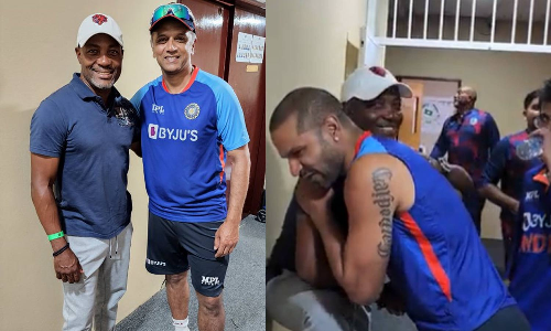 இந்திய வீரர்களுக்கு சர்ப்ரைஸ் கொடுத்த வெஸ்ட் இண்டீஸ் ஜாம்பவான் - வைரலாகும் வீடியோ