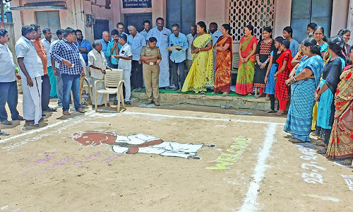 ஆலங்குடியில் செஸ் ஒலிம்பியாட் குறித்து கோலப்போட்டி