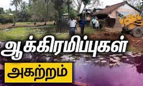 ஆண்டிபாளையம் குளத்தின் கரையில் ஆக்கிரமிப்புகள் அகற்றம்