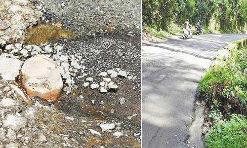 கொடைக்கானல் அருகே வில்பட்டி செல்லும் பிரதான சாலை சேதம்