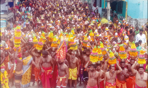 ஆலமூடு அம்மன் கோவிலில் பால் குடம், காவடியுடன் பக்தர்கள் ஊர்வலம்