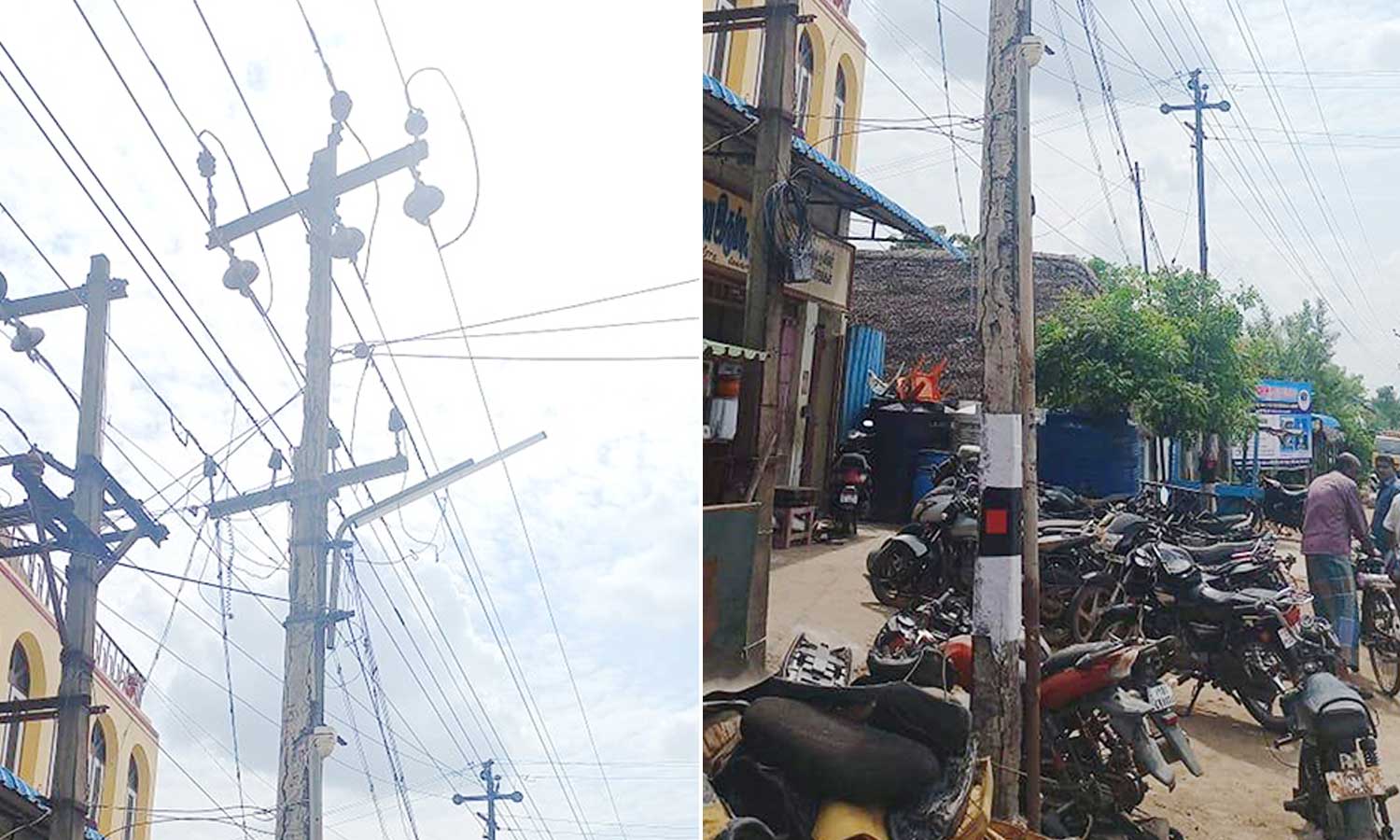 ஆபத்தான நிலையில் உள்ள மின் கம்பத்தை மாற்ற பொதுமக்கள் கோரிக்கை ஆபத்தான நிலையில் உள்ள மின் கம்பத்தை மாற்ற பொதுமக்கள் கோரிக்கை