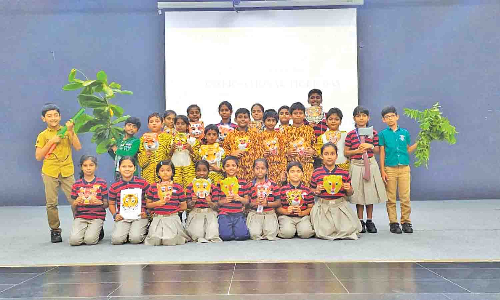 காந்திநகர் ஏ.வி.பி., பள்ளியில் புலிகள் பாதுகாப்பு தின நிகழ்ச்சி