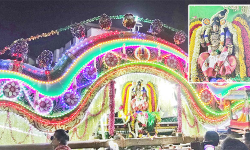 புஷ்ப பல்லக்கில் வேதநாயகி அம்மன் வீதியுலா