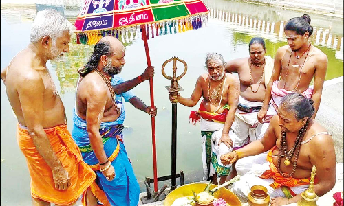 திருக்கடையூர் அமிர்தகடேஸ்வரர் கோவிலில் தீர்த்தவாரி: திரளான பக்தர்கள் சாமி தரிசனம்