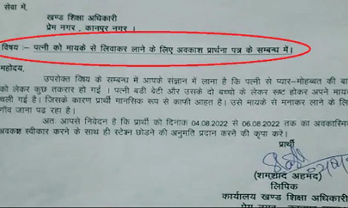 கோபத்துடன் சென்ற மனைவியை சமாதானப்படுத்த 3 நாள் விடுமுறை தேவை - வைரலான அரசு ஊழியர் கடிதம்
