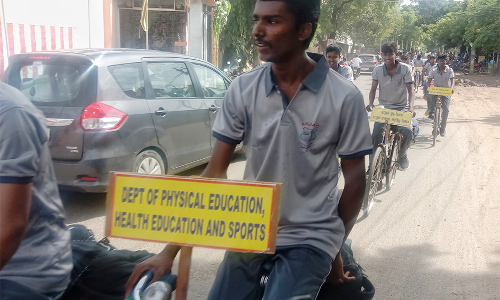 சிவகாசி-குற்றாலத்திற்கு சைக்கிள் பேரணி: ராஜபாளையத்தில் வரவேற்பு