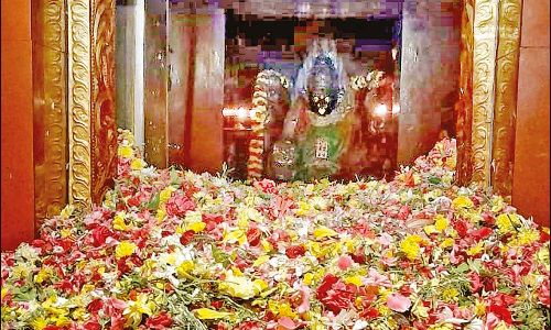 புன்னைநல்லூர் மாரியம்மனுக்கு 5 டன் பூக்களால் அபிஷேகம்