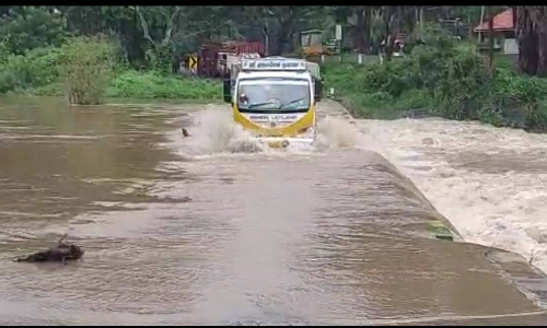 நீலகிரியில் கடும் வெள்ளப்பெருக்கு- தரைப்பாலம் மூழ்கியது