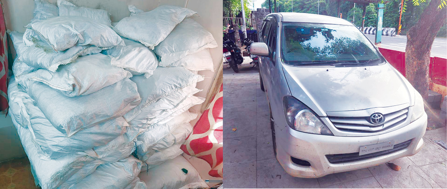 காரில் கடத்திய குட்காவை 22 கி.மீ. விரட்டி பிடித்த போலீசார் காரில் கடத்திய குட்காவை 22 கி.மீ. விரட்டி பிடித்த போலீசார்