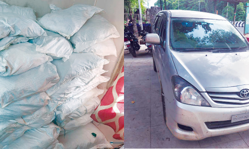 காரில் கடத்திய குட்காவை 22 கி.மீ. விரட்டி பிடித்த போலீசார்