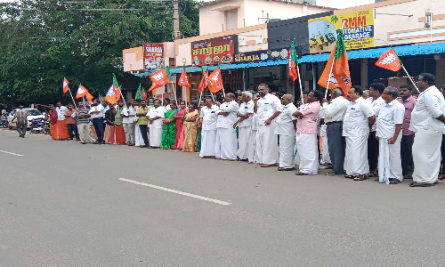 திங்கள்நகரில் போராட்டத்தில் ஈடுபட்ட பாரதிய ஜனதாவினர் 60 பேர் மீது வழக்கு